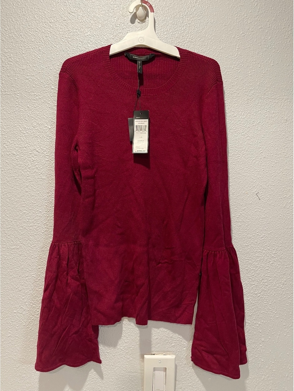 BCBGMAXAZRIA Waverley Deep Cranberry Red Sweater with Bell C